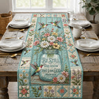 Be Still and Know on Teal Table Runner