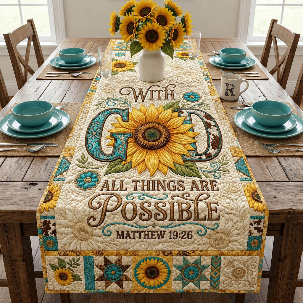 With God All Things Are Possible Table Runner
