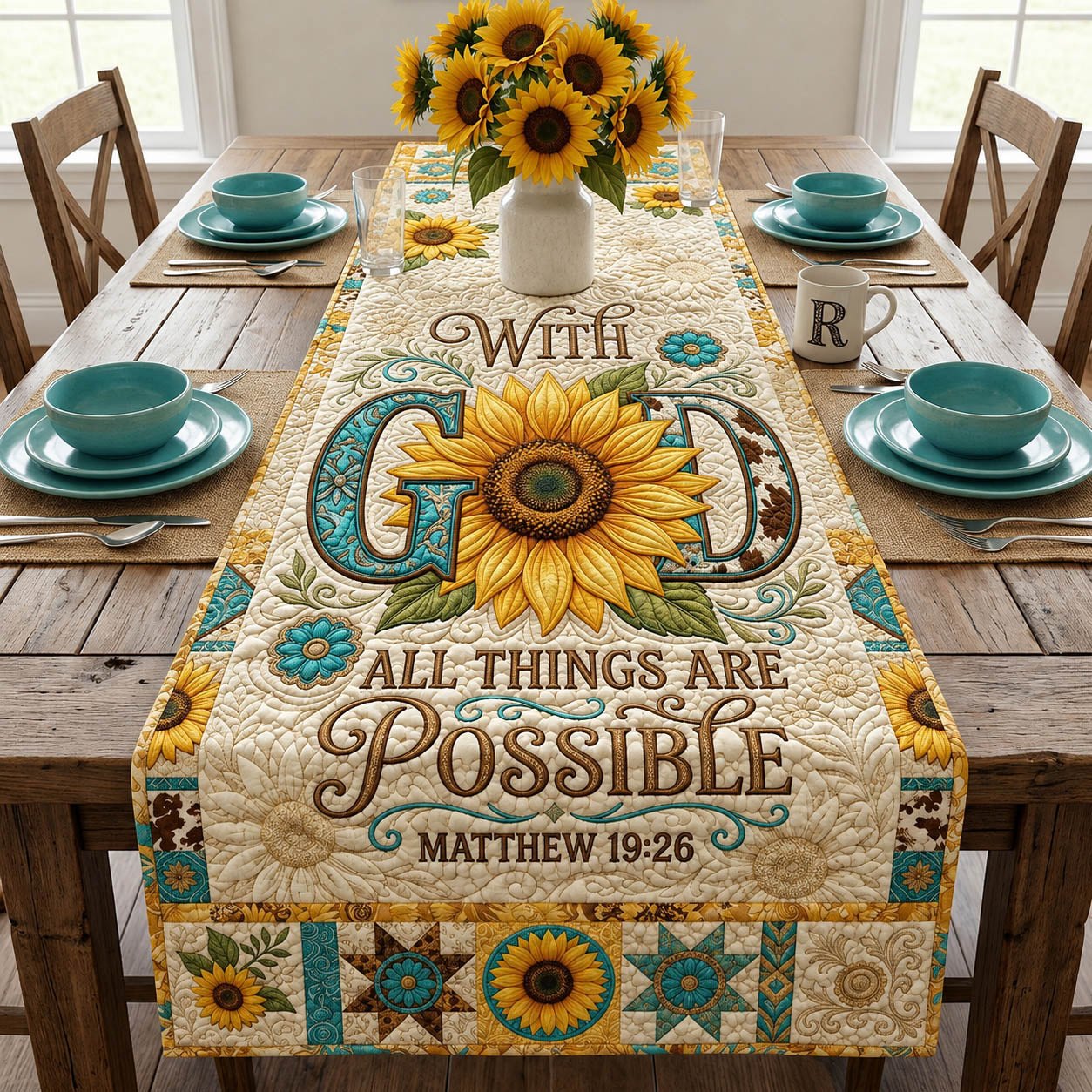 With God All Things Are Possible Table Runner