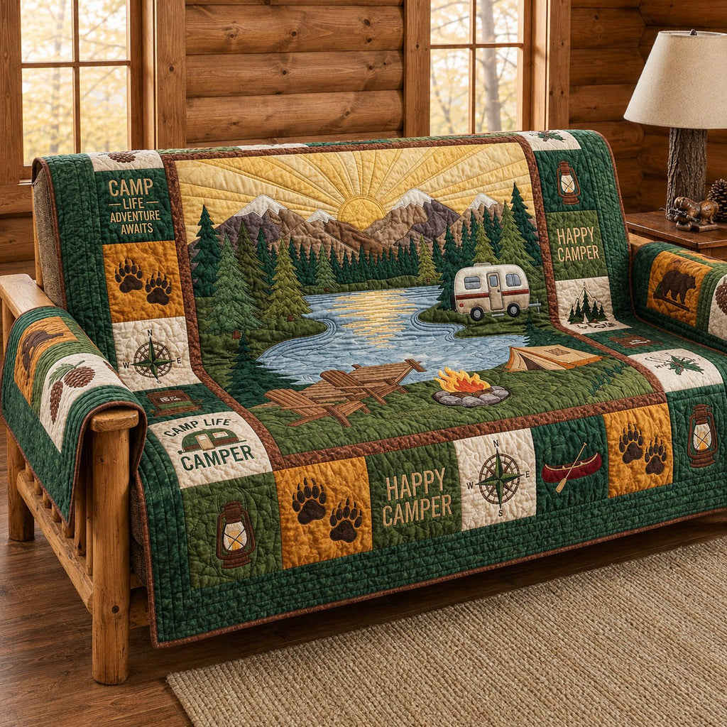 Happy Camper by the Mountain Lake Sofa Cover
