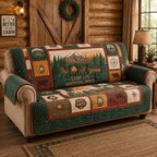 Camp Life Adventure Awaits Mountains Sofa Cover