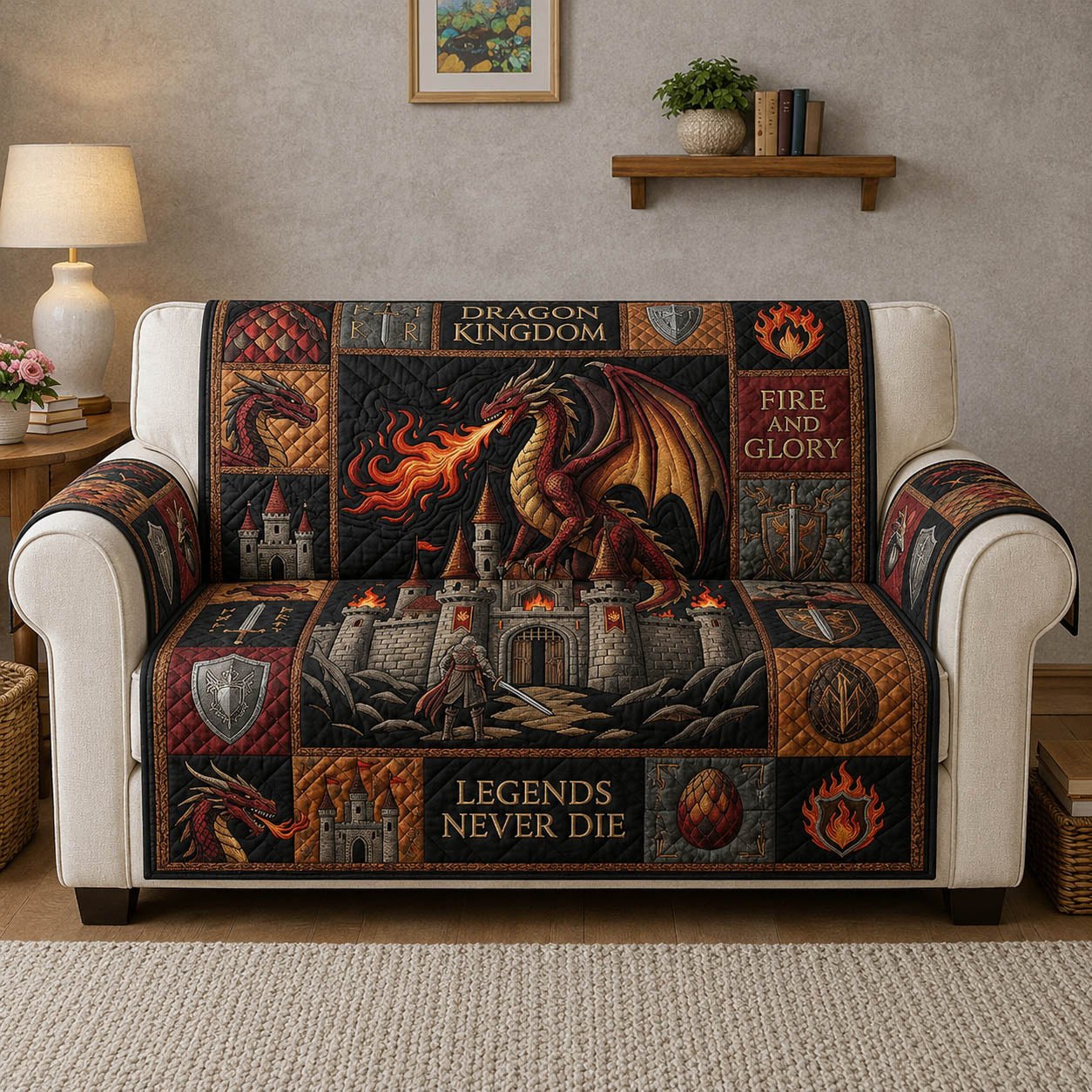 Legends Never Die Dragon Castle Sofa Cover