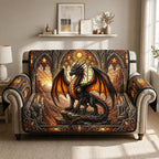 Dragon in the Stained Glass Arch Sofa Cover