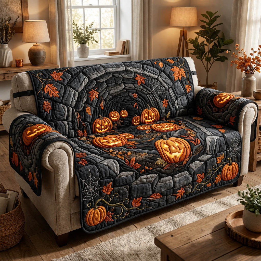 Pumpkins on the Castle Stones Sofa Cover