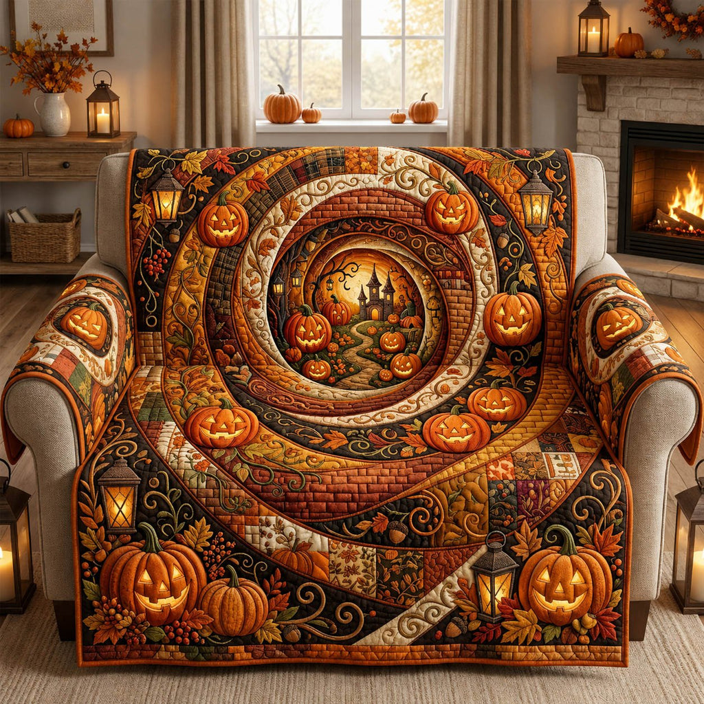 Golden Pumpkin Spiral Tunnel Sofa Cover