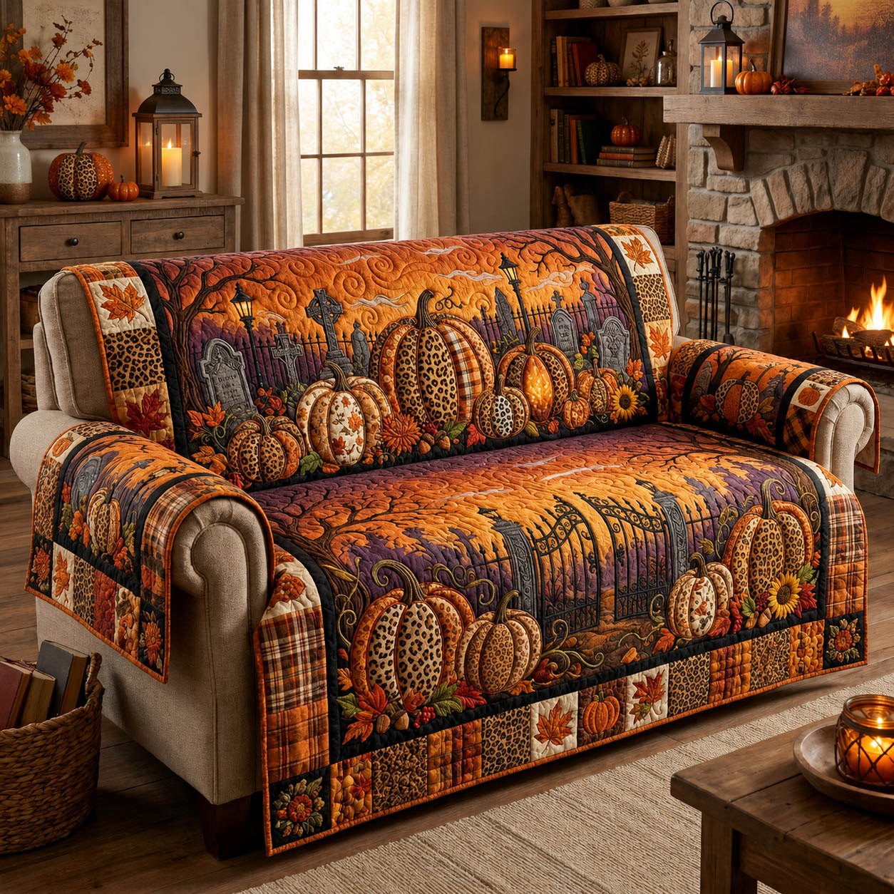 Halloween Pumpkin Harvest Sofa Cover