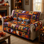 Halloween Pumpkin Patchwork Sofa Cover