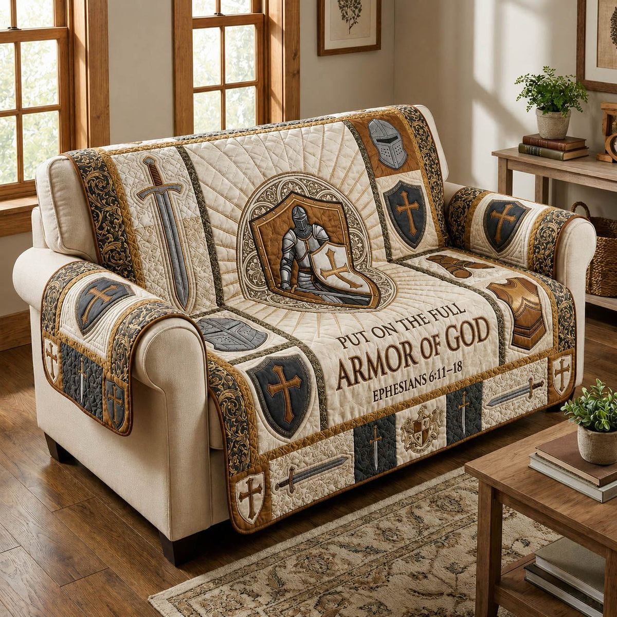 Armor of God Sword and Shield Sofa Cover