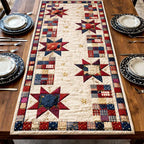 Red and Blue Quilt Stars Table Runner