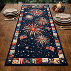 Fireworks over Navy with Flags Table Runner