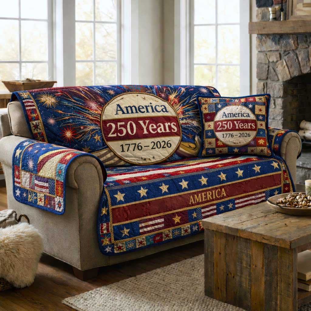 America 250 Years Oval Emblem Sofa Cover