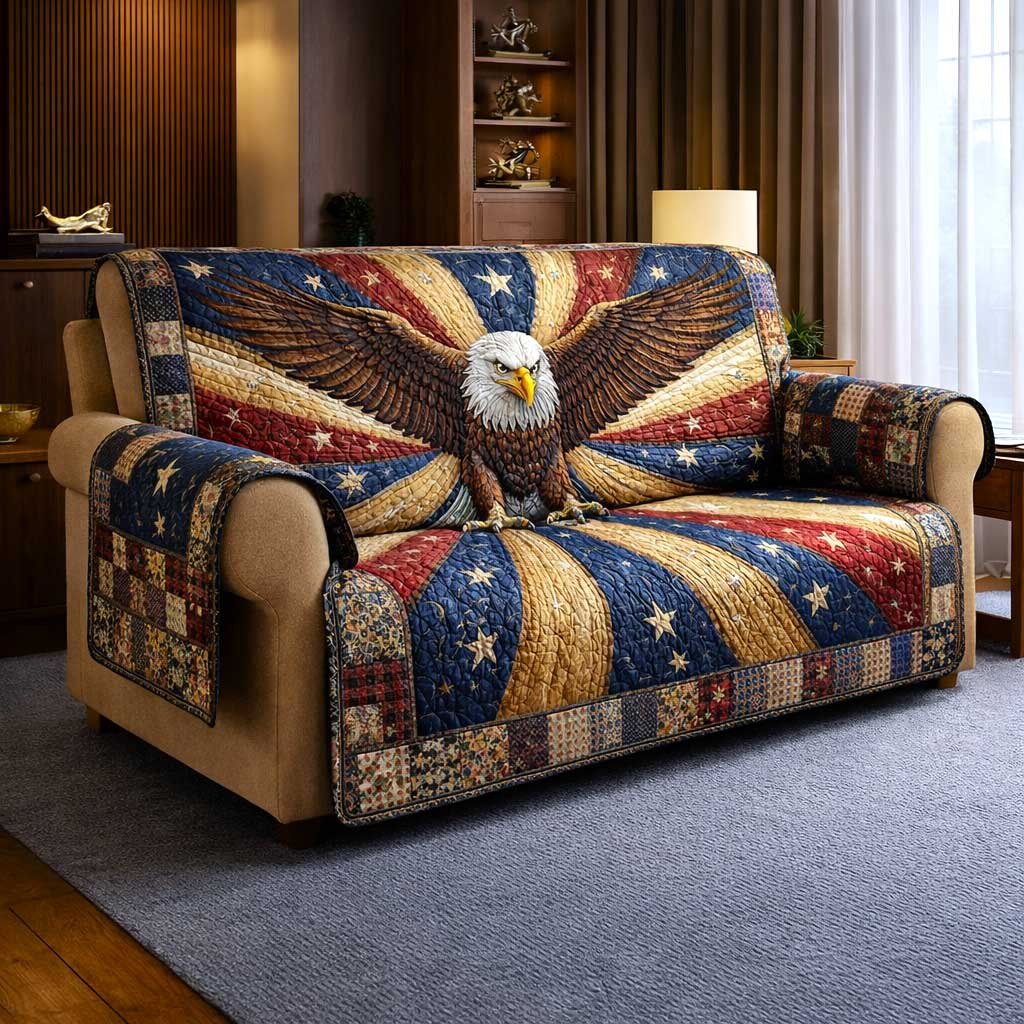 Eagle Above the Rippling Flag Sofa Cover