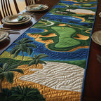Golf Course with Palms and River Table Runner