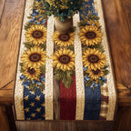 Sunflowers Above Flag Stripes Table Runner
