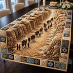 Travelers and Camels in Sand Corridor Table Runner