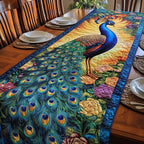 Peacock on Golden Background Table Runner