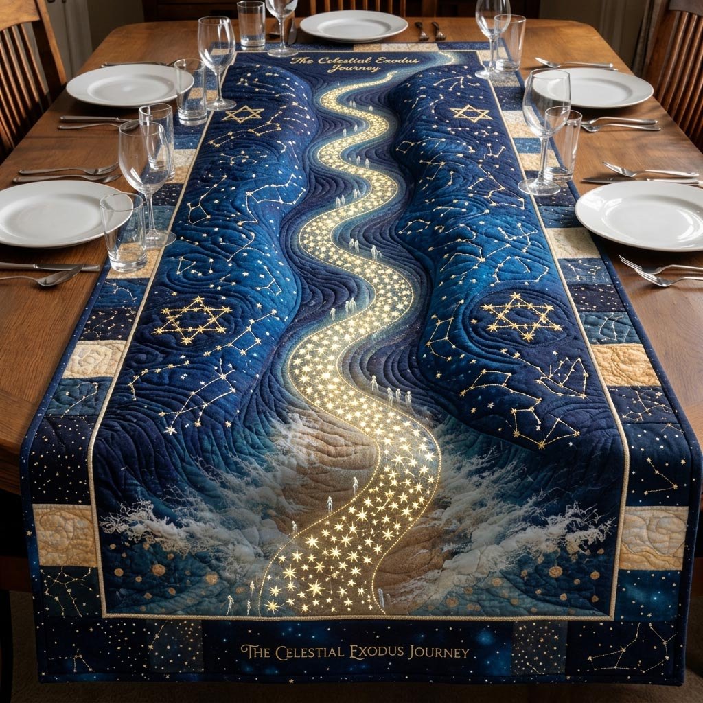 The Celestial Exodus Journey Starry Path Table Runner