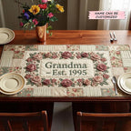 Grandma Est 1995 Floral Frame Table Runner