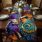Stained Glass Butterflies in Jewel Tones Table Runner