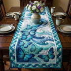Teal Butterflies Riding the Waves Table Runner