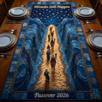 Passover 2026 Travelers in Blue Waves Table Runner