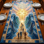 Glowing Cross with Crowd Passover 2026 Table Runner
