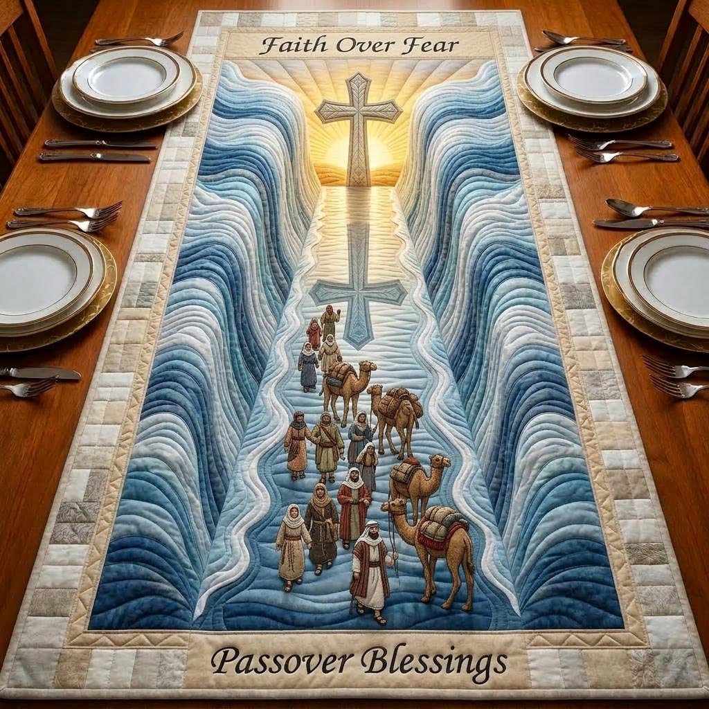 Passover Blessings with Cross and Camels Table Runner