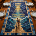Happy Passover with Camel and Golden Light Table Runner