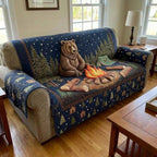 Bear at the Campfire Under Stars Sofa Cover