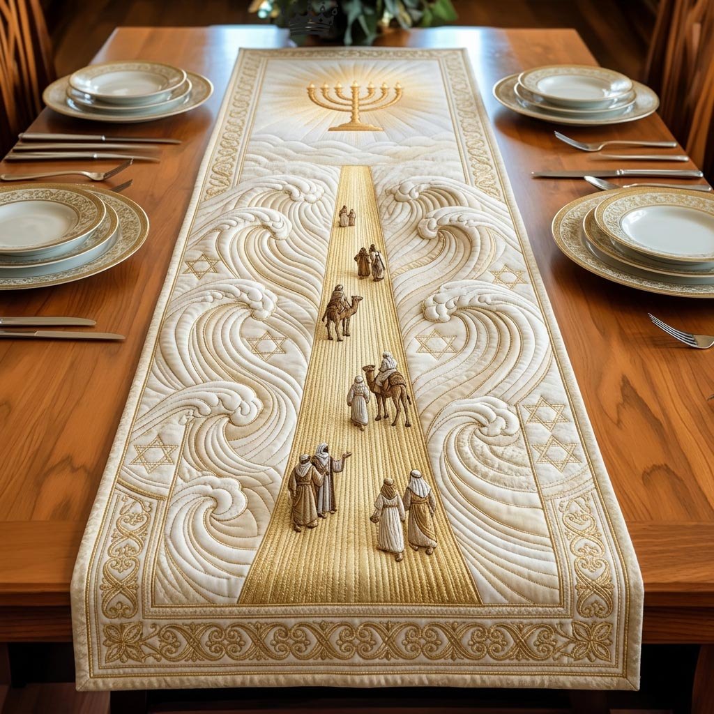 Travelers on Pale Sand Path Table Runner