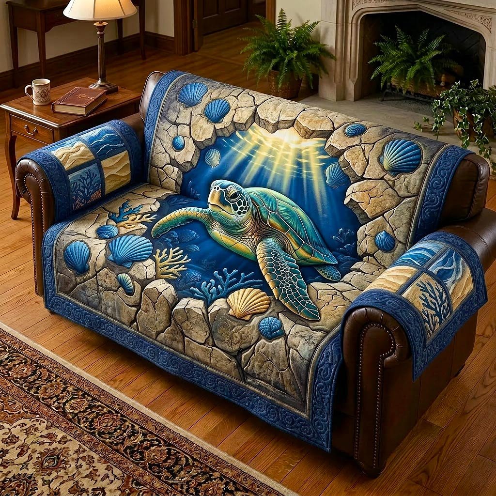 Turtle Over the Shell Seabed Sofa Cover