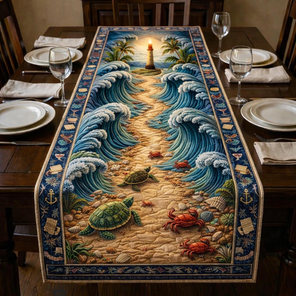 Turtles and Crabs Between Waves Table Runner