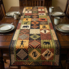 Animal Blocks in Gold and Black Table Runner