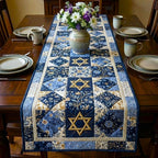 Blue and White Patchwork Stars Table Runner