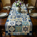Star of David Blocks in Blue Table Runner