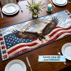Eagle over Flag with Name Banner Table Runner