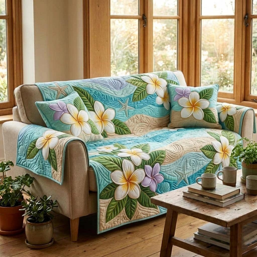 Gentle Plumeria Sofa Cover