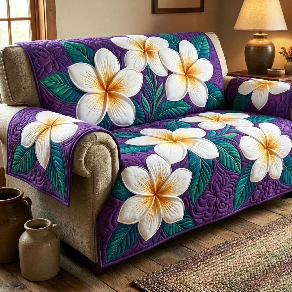 Plumeria Elegance Sofa Cover