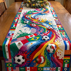 Soccer Balls with Rainbow Flags Table Runner
