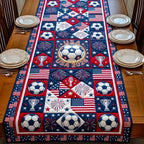 Soccer Balls and Flags Patchwork Table Runner