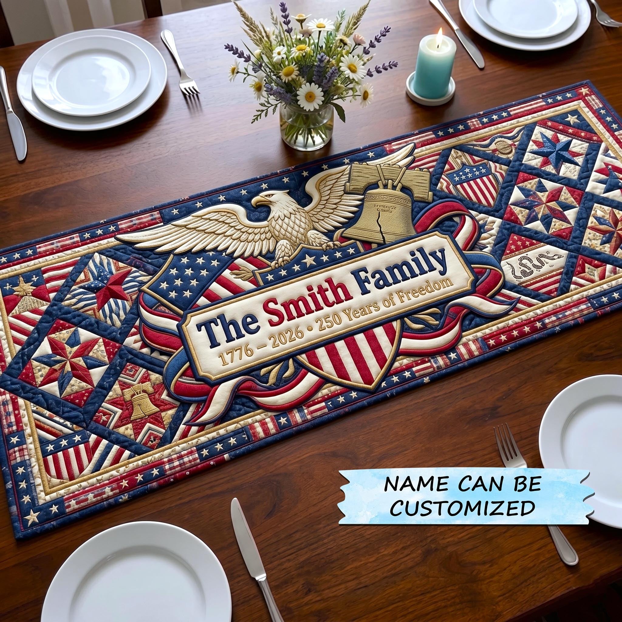 Eagle Crest with Name Plaque Table Runner