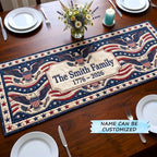 Cream Name Plaque with Flag Border Table Runner