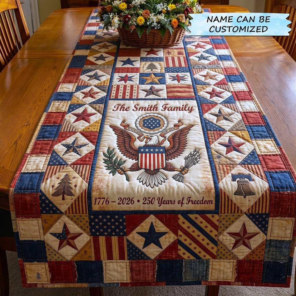 Eagle Seal with Patriotic Star Blocks Table Runner