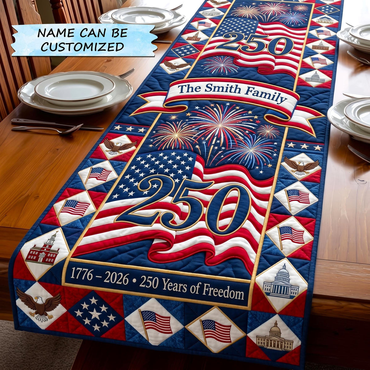 Flag Panels with Bold 250 Table Runner