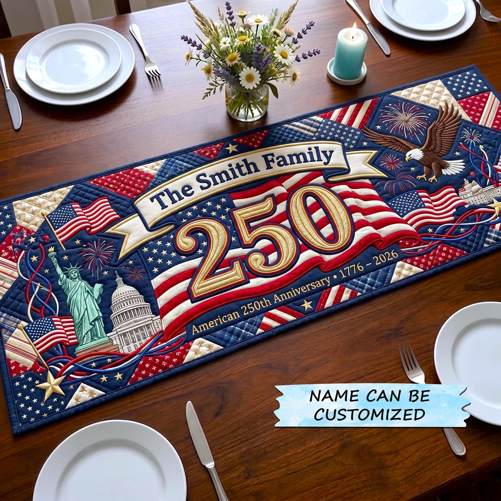 Statue of Liberty with Blue 250 Table Runner