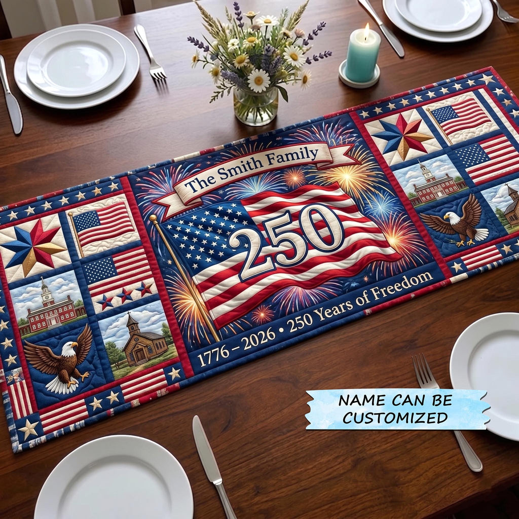 Fireworks with Red 250 Blocks Table Runner