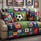 Soccer Balls Flags and Game Day Snacks Sofa Cover