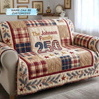 Family Name 250 on Red Plaid Sofa Cover