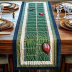 Football on Green Yard Lines Table Runner