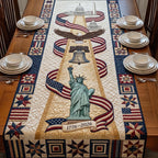 Statue of Liberty with Flag Ribbons Table Runner